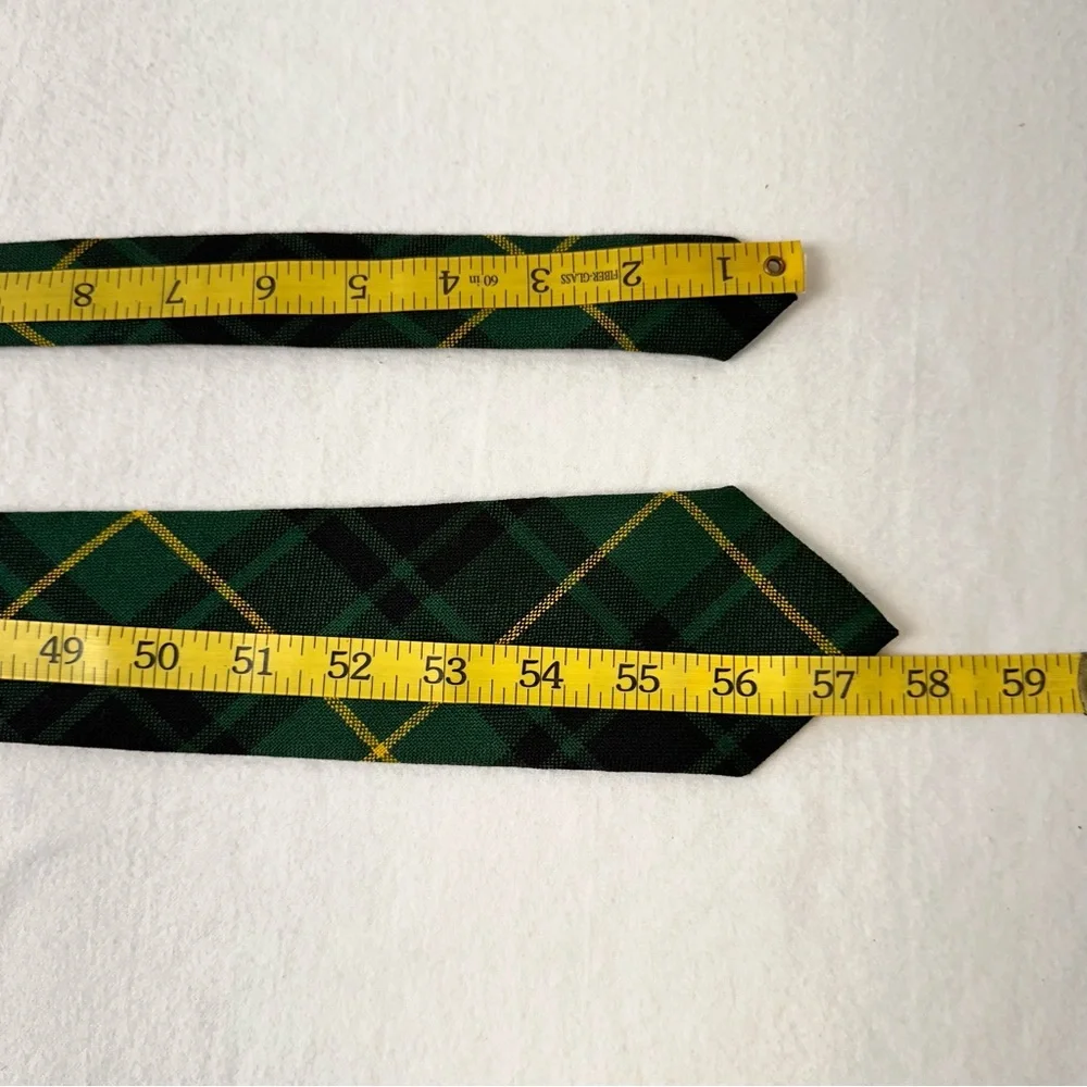 Vintage Scotland Macarthur Mans Tie Handmade Wool Green Multicolor Necktie Plaid